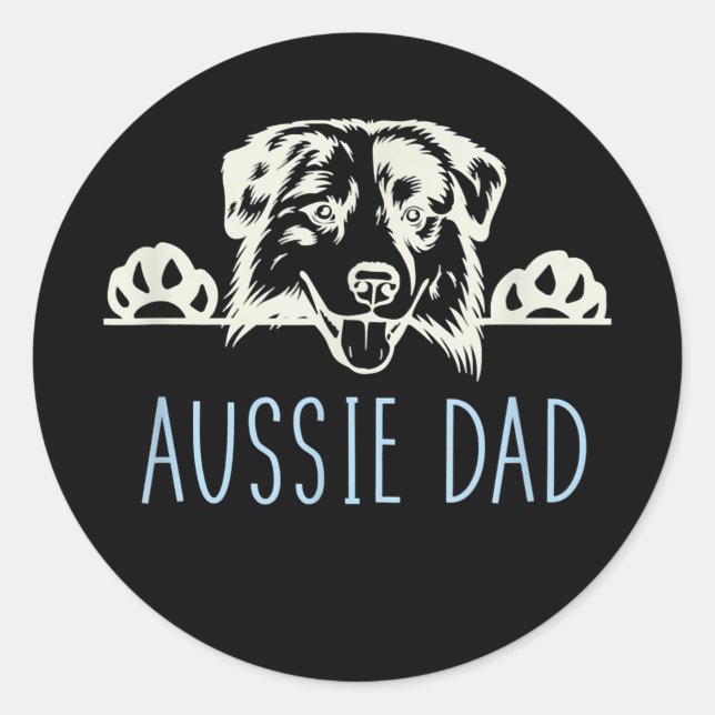 Pegatina Redonda Aussie Dad with Australian Shepherd Dog (Anverso)