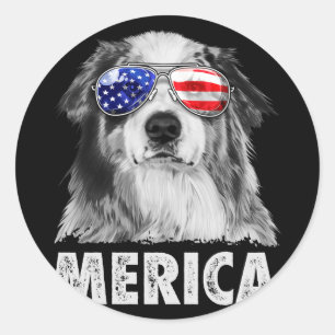 Pegatina Redonda Aussie pastor australiano 4 de julio merica