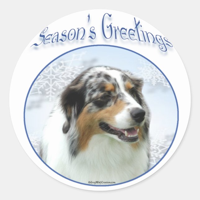 Pegatina Redonda Aussie Seasons Greetings (Anverso)