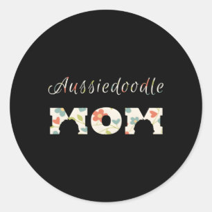 Pegatina Redonda Aussiedoodle Mom Aussiedoodle Mom Para
