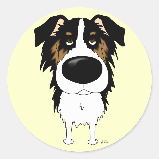 Pegatina Redonda Aussies - Nariz grande y trasero (Anverso)