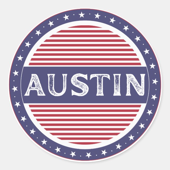 Pegatina Redonda Austin City Pride Emblem – American Identity (Anverso)