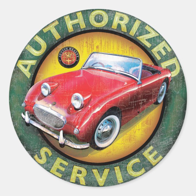 Pegatina Redonda Austin Healey Frog eye sprite (Anverso)