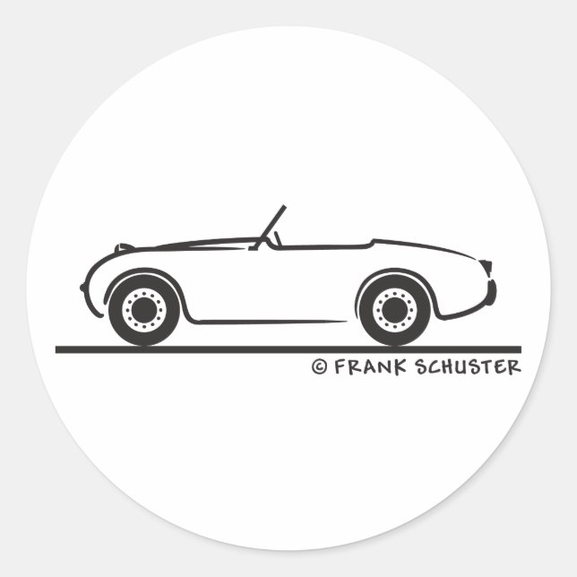 Pegatina Redonda Austin Healey Sprite (Anverso)
