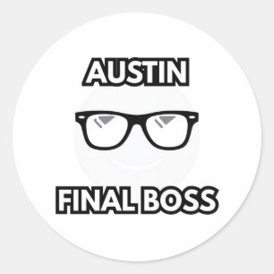Pegatina Redonda Austin Jefe Final Emoji Cool
