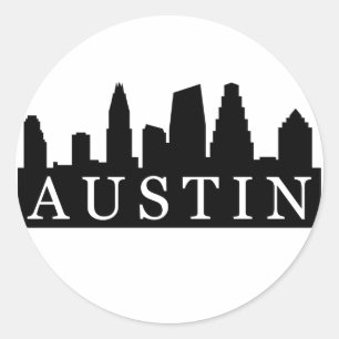 Pegatina Redonda Austin Skyline