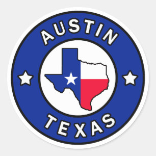 Pegatina Redonda Austin Texas