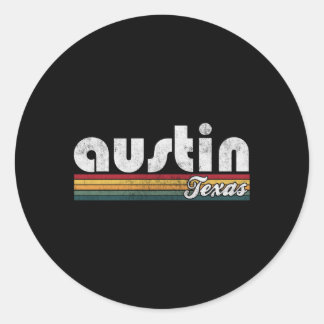 Pegatina Redonda Austin Texas 70'S 80'S Style