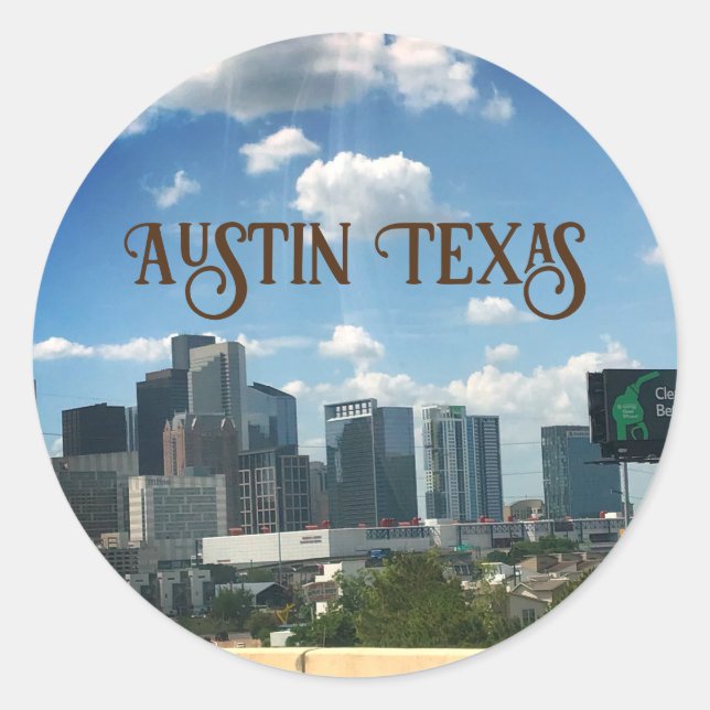 Pegatina Redonda Austin texas, background sticker (Anverso)