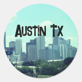 Pegatina Redonda Austin Texas backround