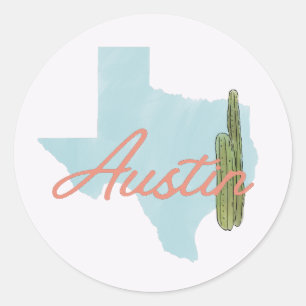Pegatina Redonda austin texas boda