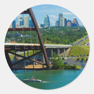 Pegatina Redonda Austin, Texas desde el puente 360
