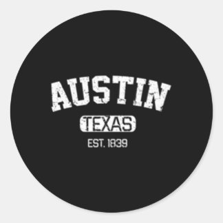Pegatina Redonda Austin Texas Est 1839
