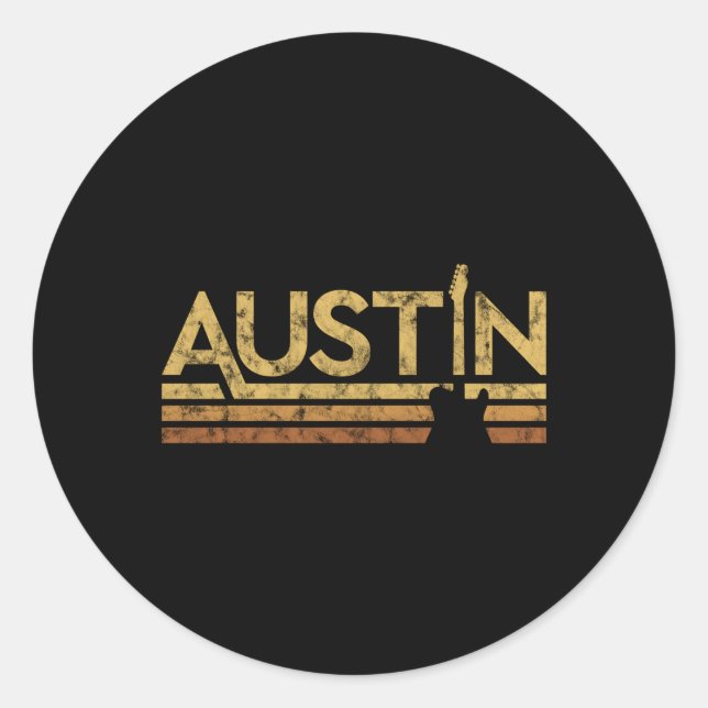 Pegatina Redonda Austin Texas Music (Anverso)