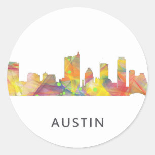 PEGATINA REDONDA AUSTIN TEXAS SKYLINE WB1 -
