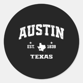 Pegatina Redonda Austin Texas Tx State Throwback Athletic