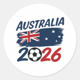 Pegatina Redonda Australia 2026 Soccer Fan Design Flag Colors