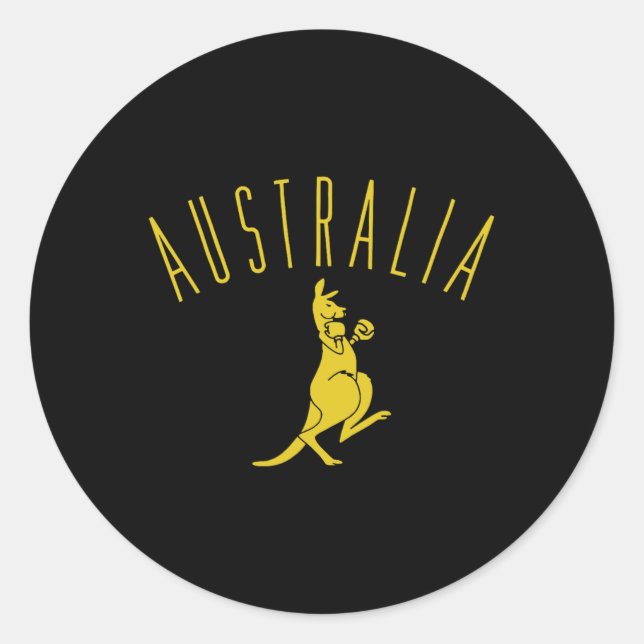 Pegatina Redonda Australia Boxeo Canguro  (Anverso)