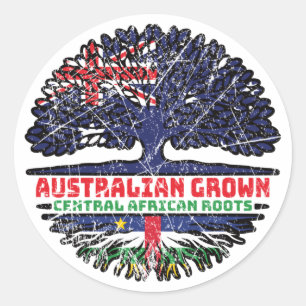 Pegatina Redonda Australia Central-Africana Bandera Australiana Roo
