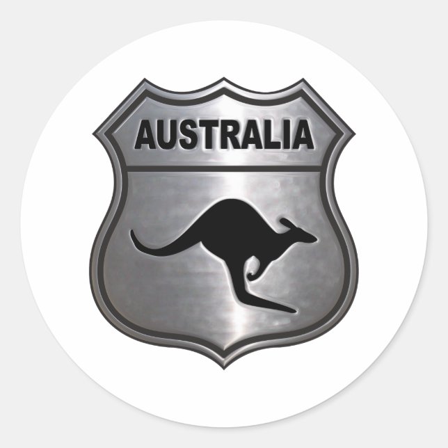 Pegatina Redonda Australia Kangaroo (Anverso)