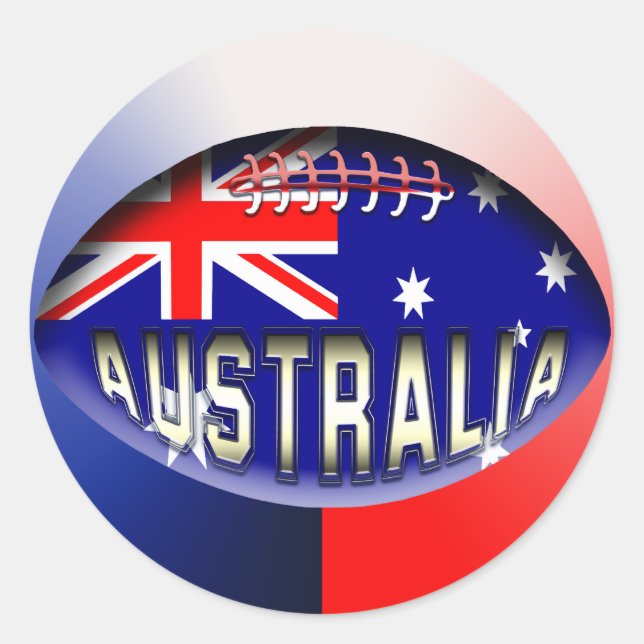 Pegatina Redonda Australia Rugby Ball (Anverso)