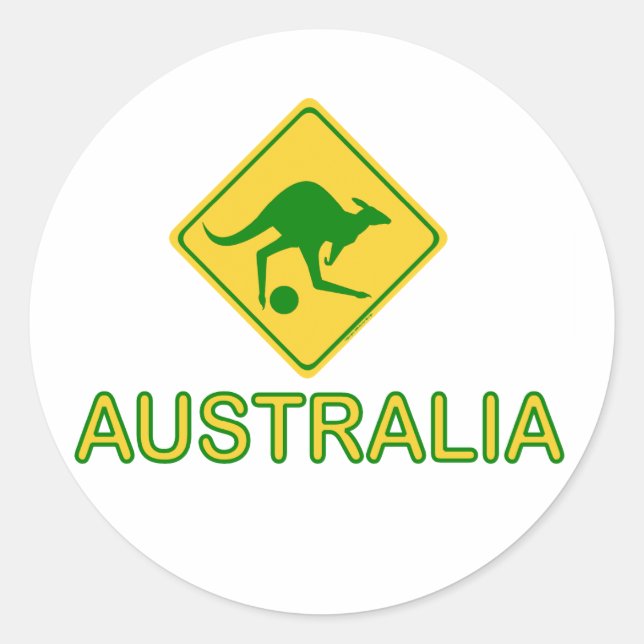 Pegatina Redonda Australia Soccer Kangaroo (Anverso)