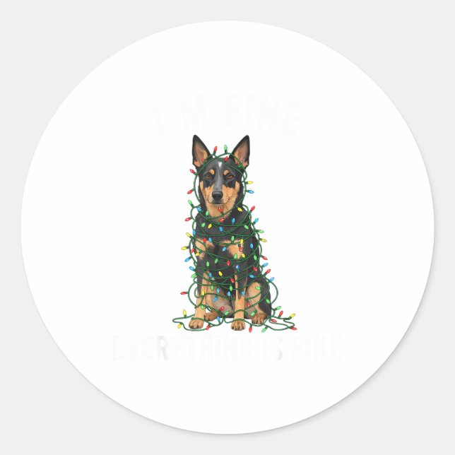 Pegatina Redonda Australian Kele Christmas I'm Fine Everything Is F (Anverso)