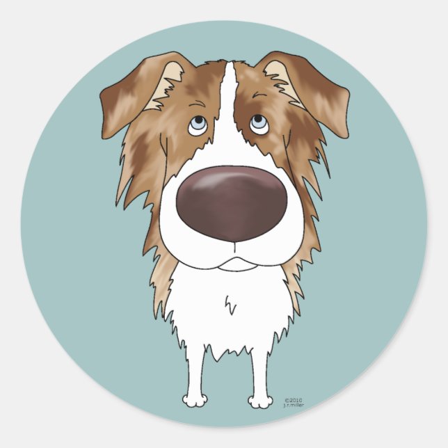 Pegatina Redonda Australianos - nariz grande y extremo (Anverso)