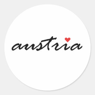 Pegatina Redonda Austria, amo Austria