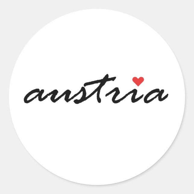 Pegatina Redonda Austria, amo Austria (Anverso)