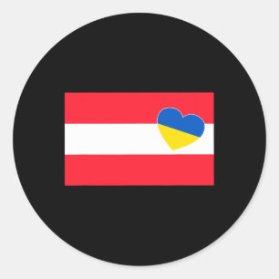 Pegatina Redonda Austria Apoya Ucraniano Ucrania Corazón Austriaco