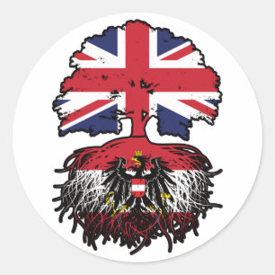 Pegatina Redonda Austria Austria Reino Unido Reino Unido Reino Unid