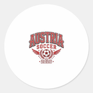 Pegatina Redonda Austria Fútbol 2026 Fútbol Negrita Tipografía País