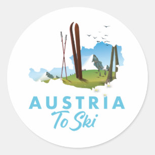 Pegatina Redonda Austria para esquiar. Camiseta