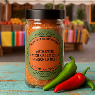 Pegatina Redonda Authentic Hatch Green Chile Custom Spice Label