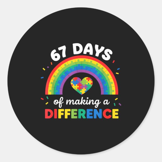Pegatina Redonda Autism Awareness 67 Days Of Making A Difference 6  (Anverso)