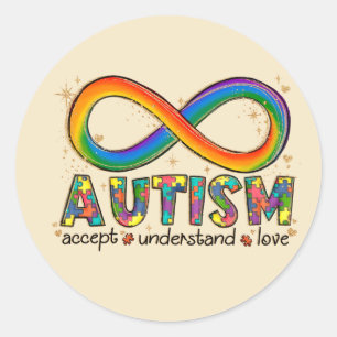 Pegatina Redonda Autism Awareness Accept, Love, Understanding