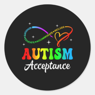 Pegatina Redonda Autism Awareness Aceptation Infinity Symbol Hombre
