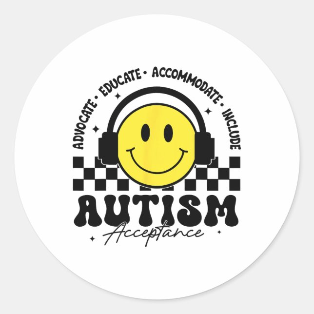 Pegatina Redonda Autism Awareness Aceptation Special Education Teac (Anverso)