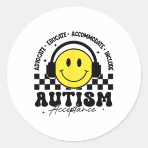 Pegatina Redonda Autism Awareness Aceptation Special Education Teac