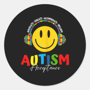 Pegatina Redonda Autism Awareness Aceptation Special Education Teac