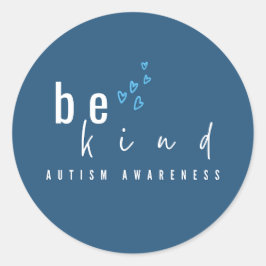 Pegatina Redonda autism awareness be kind blue hearts modern 