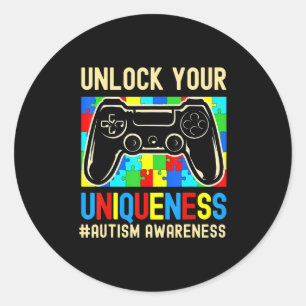 Pegatina Redonda Autism Awareness Boys Chicas Video Game Controller
