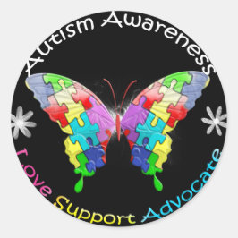 Pegatina Redonda Autism Awareness Butfly