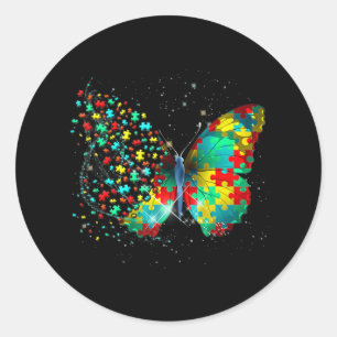 Pegatina Redonda Autism Awareness Butterfly Peace Lover Gige Hombre