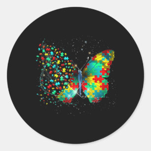 Pegatina Redonda Autism Awareness Butterfly Peace Lover Gige Hombre