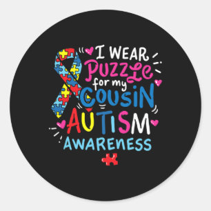 Pegatina Redonda Autism Awareness Cousin Gift Tee