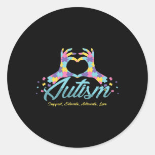 Pegatina Redonda Autism Awareness Hearzzle Autistic Ribbon Specific