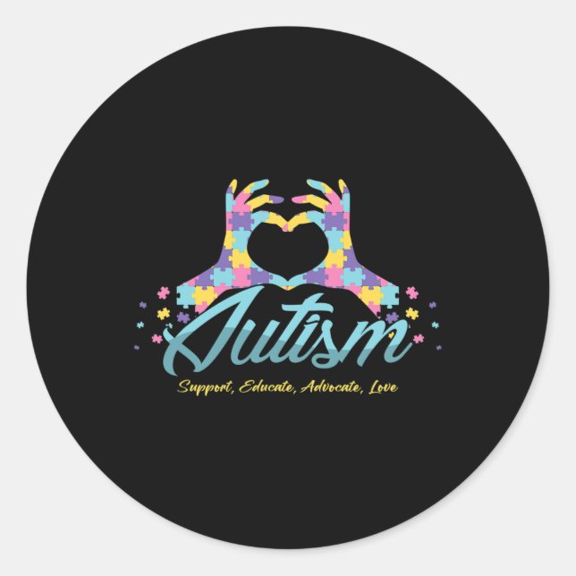 Pegatina Redonda Autism Awareness Hearzzle Autistic Ribbon Specific (Anverso)
