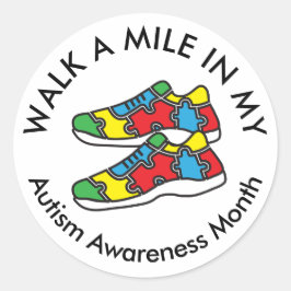 Pegatina Redonda Autism Awareness Mont Walk Shoes